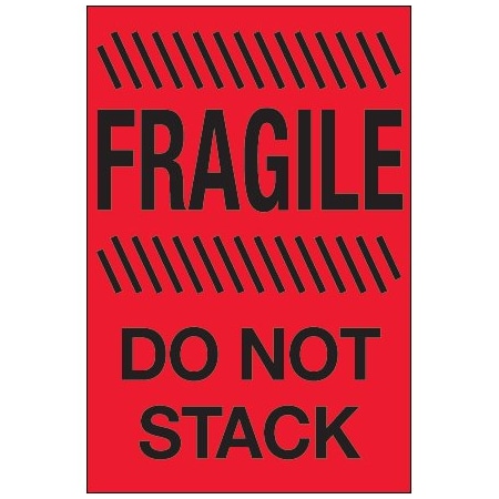 Bsc Preferred 4 x 6'' - ''Fragile - Do Not Stack'' Fluorescent Red Labels BUY00023978